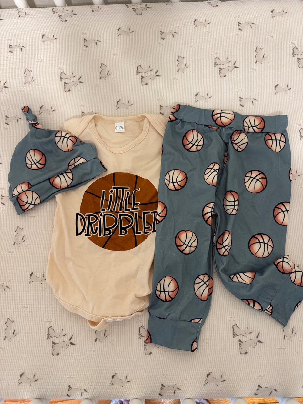 Little Dribbler Baby Bodysuit Basketball Pants Set